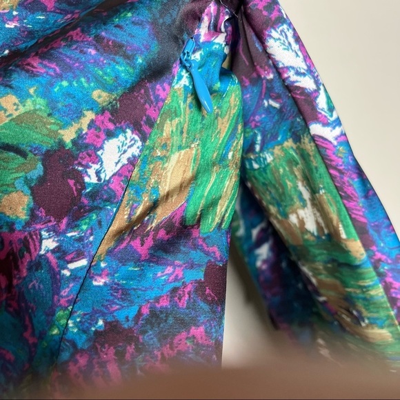 Dana Bachman Water Colors Asymmetric Sleeves Sequin Around Neckline Tunic SZ XL - Picture 6 of 14